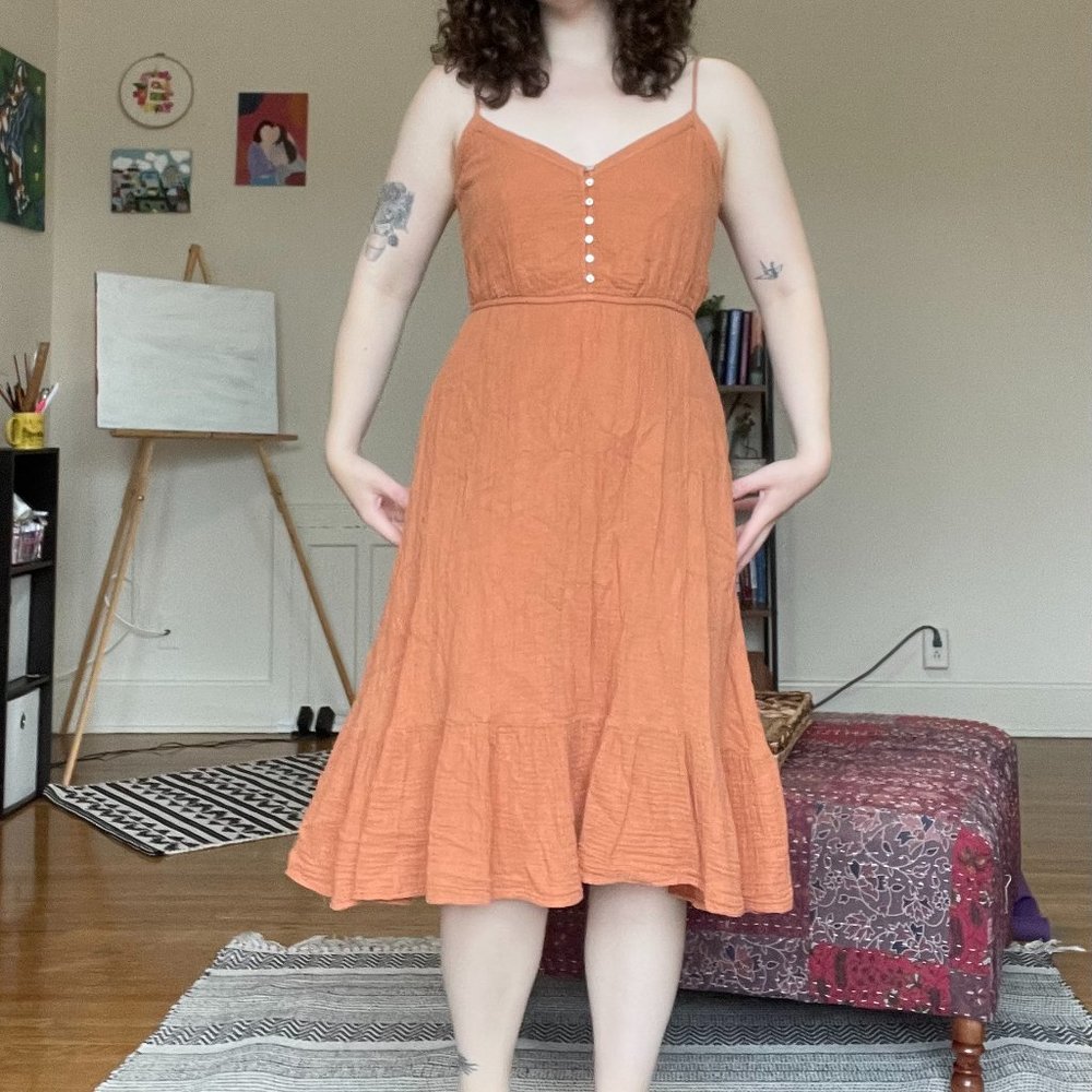 Aerie midi dress with flutter skirt